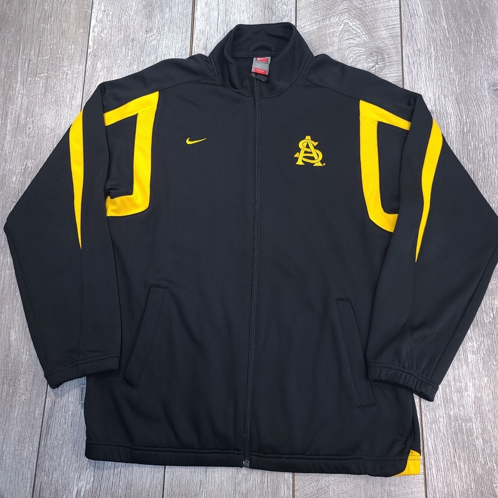 Nike Team Mens Arizon Sun Devils Jacket Size Large Black University Fit Dry